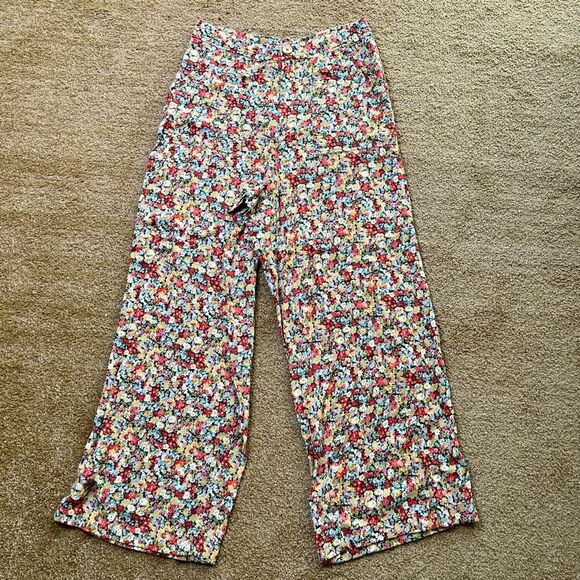 O'Neill Womens Multicolor Floral High-Rise‎ Stretch Wide Leg Crop Pants Size 29 - Picture 1 of 11